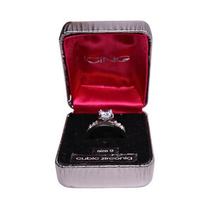 Icing Cubic Zirconia Setting Silver Women's Size 9 Ring In Box
